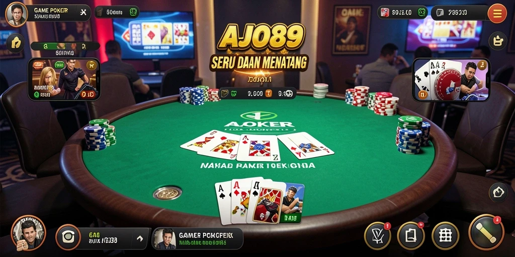 Tampilan gameplay seru AJO89 dalam permainan Poker yang menegangkan.