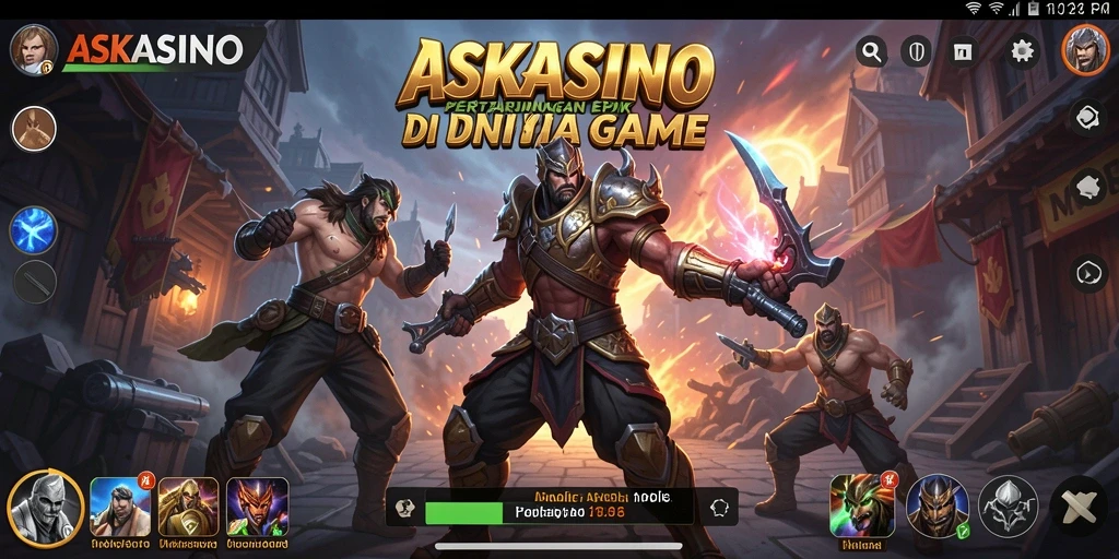 Tangkapan layar gameplay pertarungan menegangkan di ASKASINO.