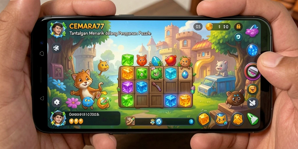 Tampilan menarik gameplay CEMARA77 yang penuh dengan tantangan puzzle.