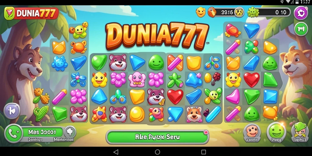 Tampilan atraktif gameplay DUNIA777 dalam genre Match-3.