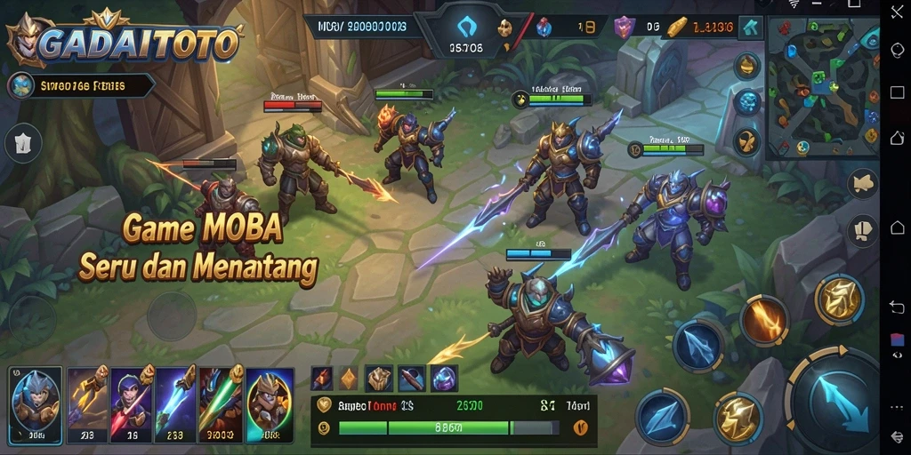 Menampilkan aksi seru dalam pertarungan MOBA.