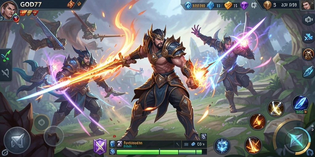 Tampilan gameplay seru dalam pertarungan MOBA.