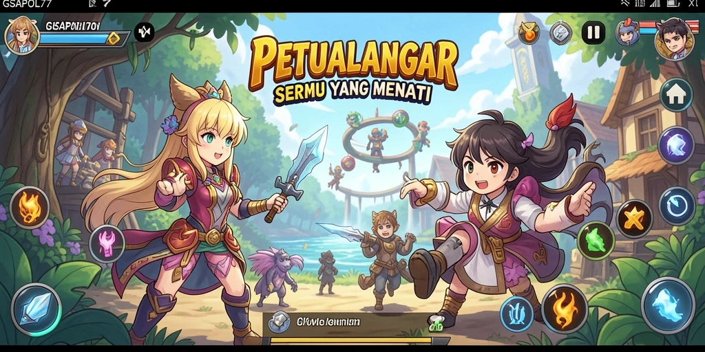 Tampilan gameplay GSAPOL77 dengan karakter anime yang dinamis.