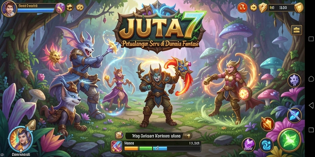Tampilan screenshot utama JUTA7 menampilkan gameplay yang mendebarkan dan dunia yang penuh warna.