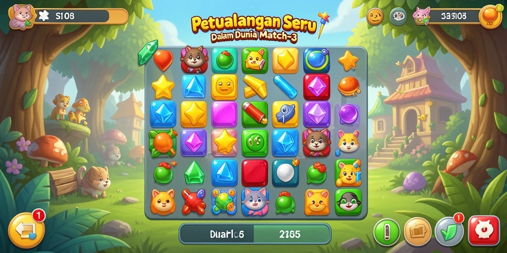 Screenshot utama SIAP108 menampilkan gameplay seru Match-3.